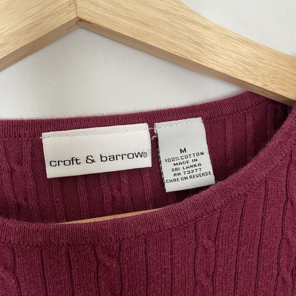Croft & Barrow Womens Cable Knit Sweater M deep pink crewneck - Picture 3 of 6